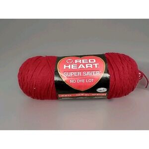 1 Skein Red Heart Super Saver Medium #4 Yarn Acrylic Cherry Red 364 y No Dye Lot